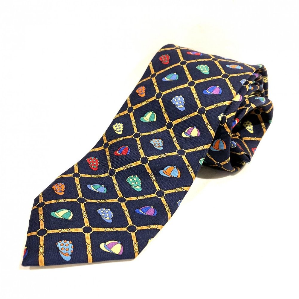 Alynn 100% Silk Tie “Bits & Caps” Kentucky Derby